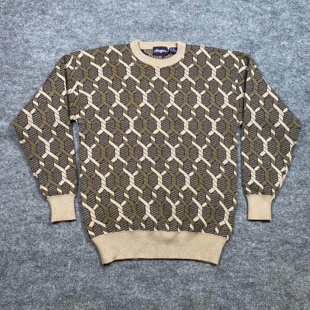Hogan Mens Geometric Pattern Sweater XL 50 Wool 50 Acrylic‎ Crew Neck